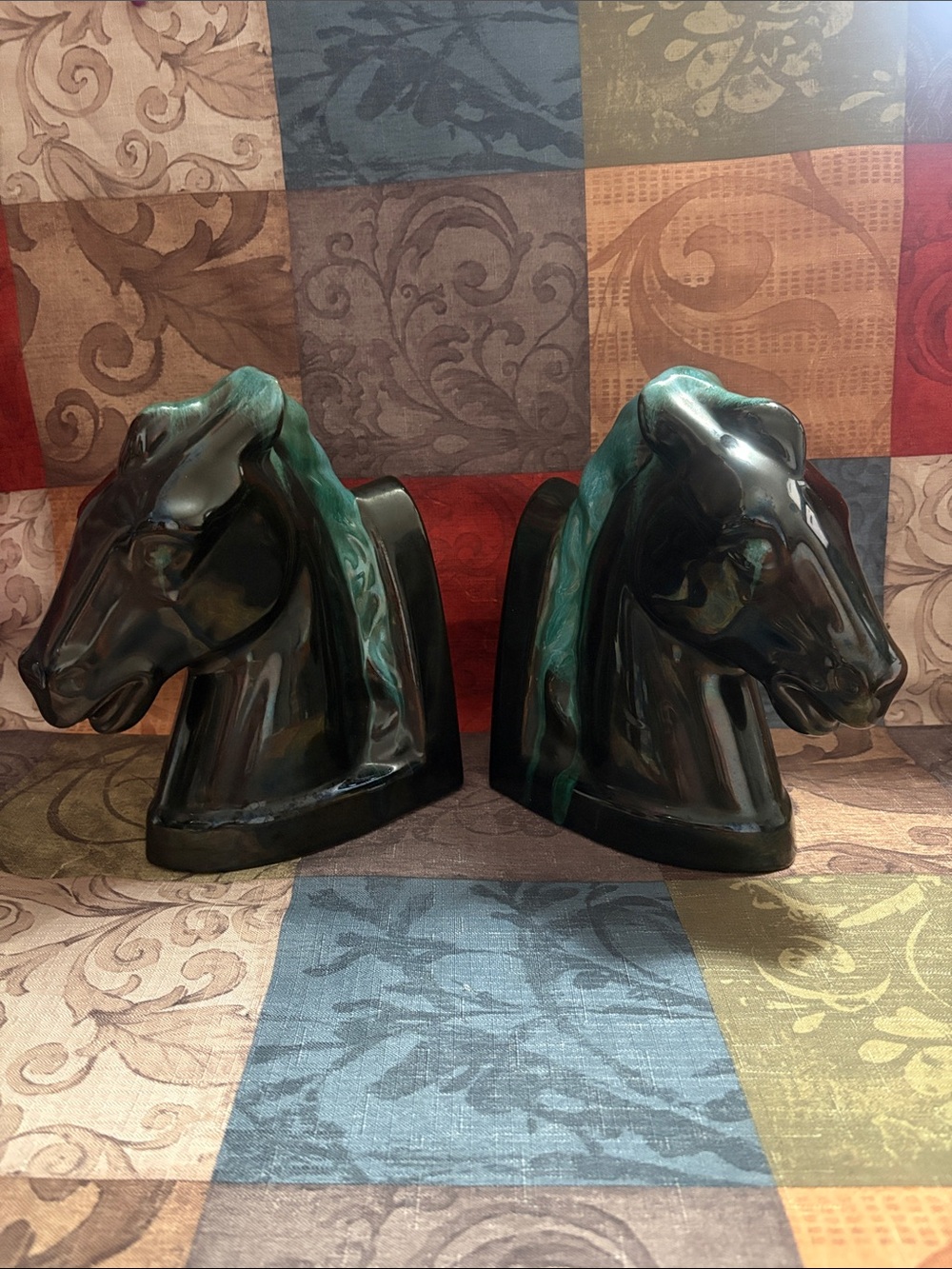 🐴 Vintage ‘80s Blue Mountain Pottery Horse Head Bookends